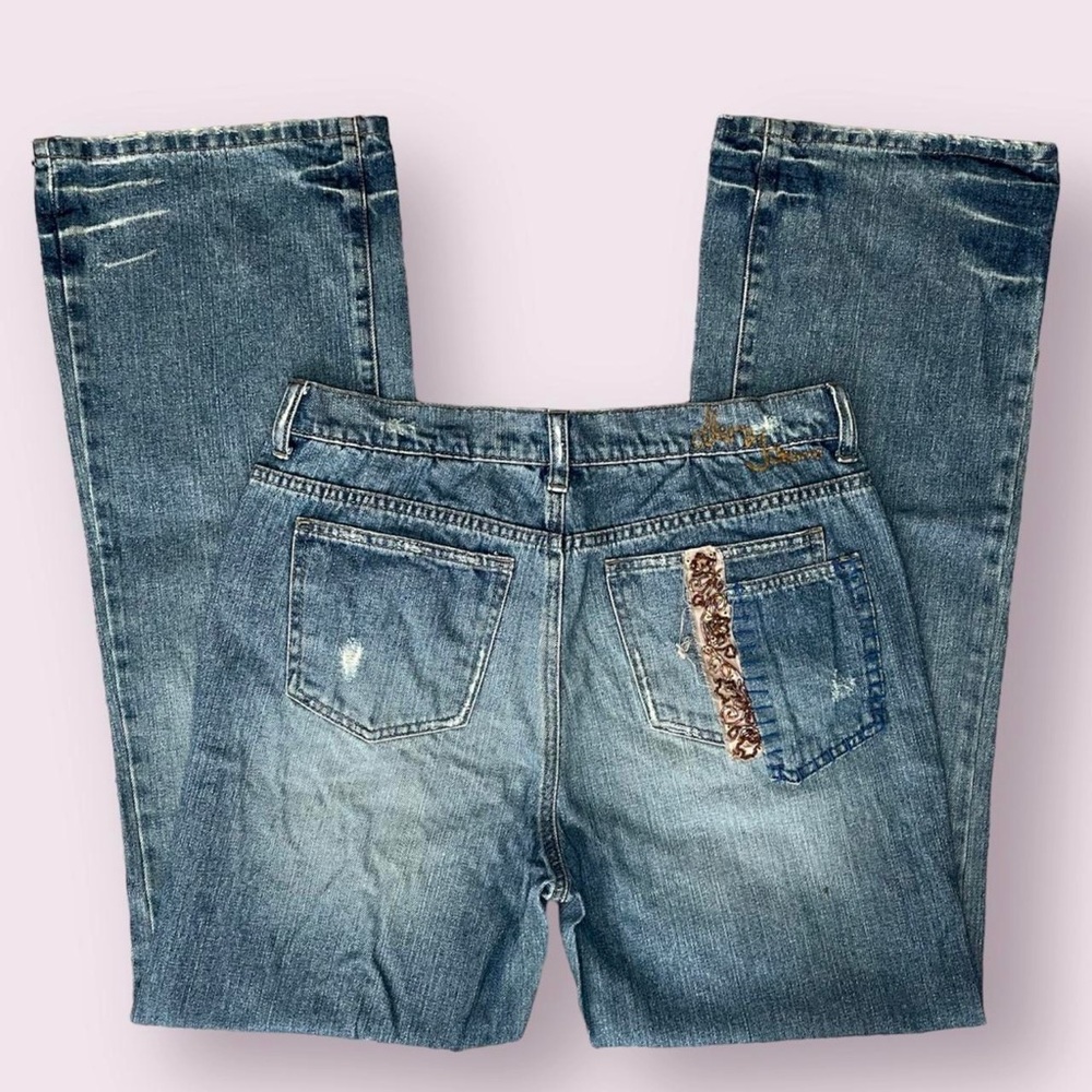dkny soho jean vintage low rise denim patchwork flare jeans size 8 - Picture 3 of 5